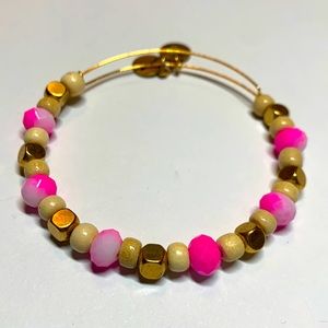 3/$20 Alex and Ani pink cream gold Barbie colors beaded gold tone bracelet